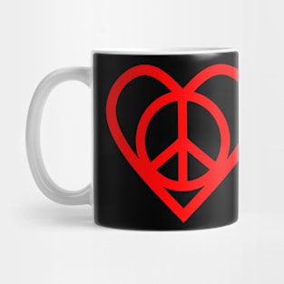 Love And Peace Sign Red Mug